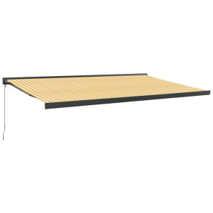 Toldo retrátil 5x3 m tecido e alumínio amarelo e branco H