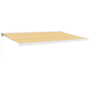 Toldo retráctil aluminio y tela amarillo y blanco 5x3 m H