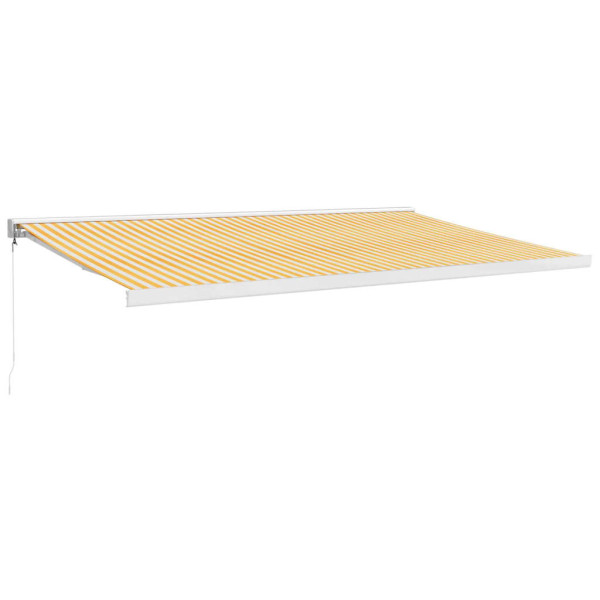 Toldo retráctil aluminio y tela amarillo y blanco 5x3 m M 2
