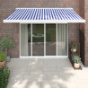 Toldo retráctil aluminio y tela azul y blanco 3.5x2.5 m 1