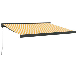 Toldo retráctil aluminio y tela blanco y amarillo 3x2.5 m H