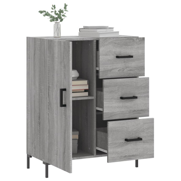 Aparador de madera de ingeniería gris Sonoma 69.5x34x90 cm M 4