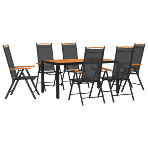7 pcs conjunto de jantar para jardim alumínio preto e castanho H