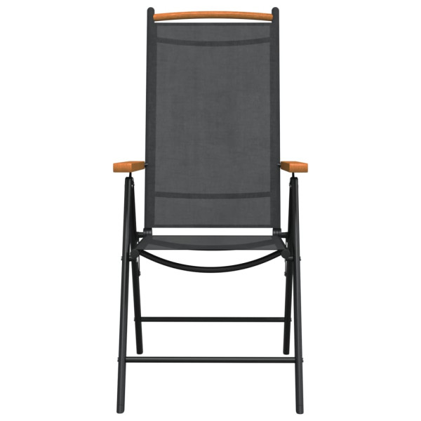 Juego de comedor para jardín 7 piezas aluminio negro y marrón M 5