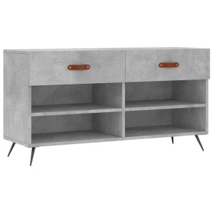 Banco zapatero madera de ingeniería gris hormigón 102x35x55 cm H