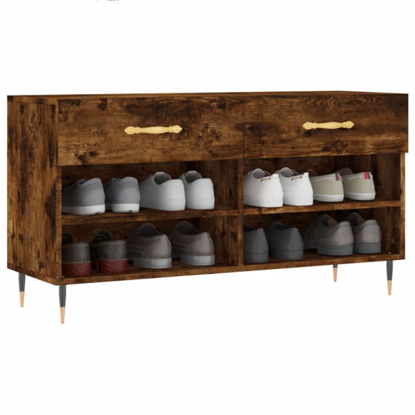 Banco zapatero madera de ingeniería roble ahumado 102x35x55 cm M 3