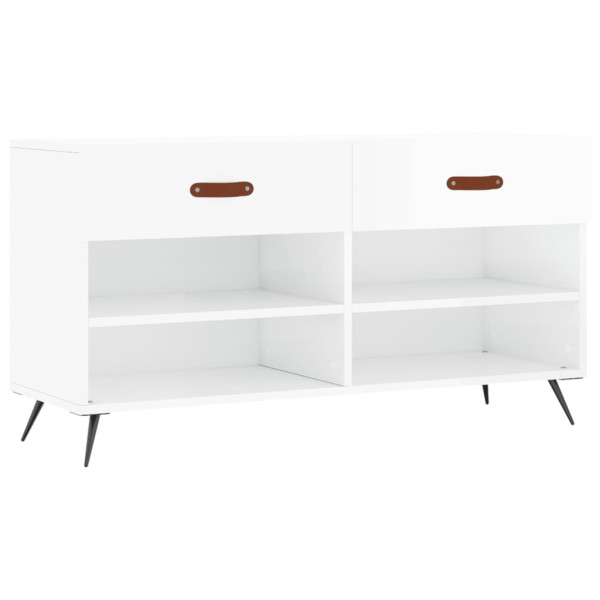 Banco sapateira 102x35x55 cm derivados madeira branco brilhante M 2