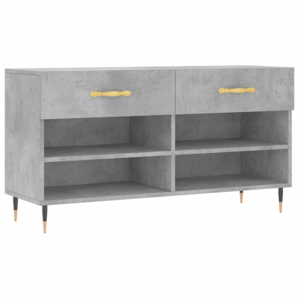 Banco zapatero madera de ingeniería gris hormigón 102x35x55 cm M 2