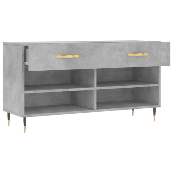 Banco zapatero madera de ingeniería gris hormigón 102x35x55 cm M 5