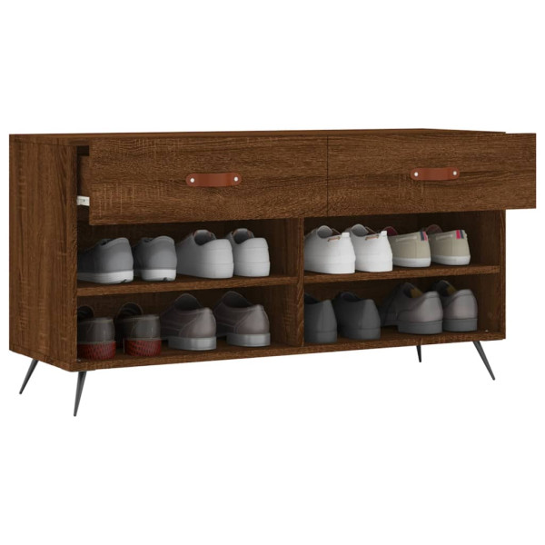 Banco zapatero madera de ingeniería marrón roble 102x35x55 cm M 4