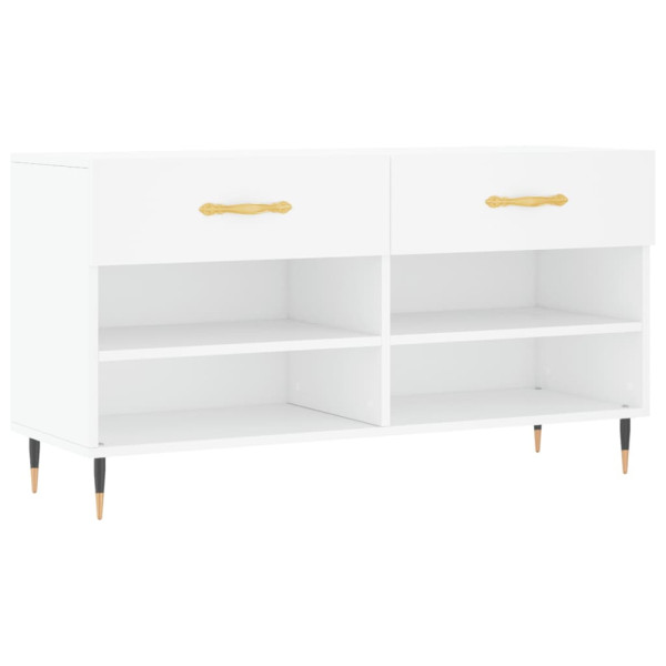 Banco zapatero madera de ingeniería blanco 102x35x55 cm M 2