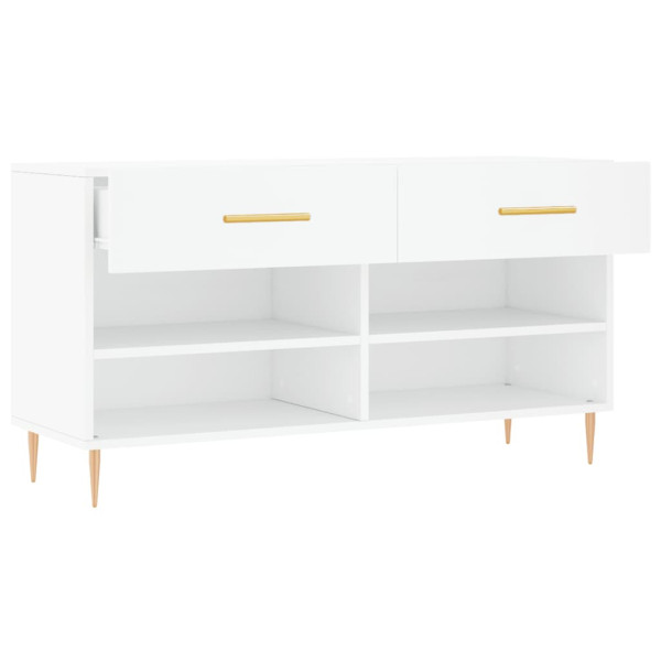 Banco zapatero madera de ingeniería blanco 102x35x55 cm M 5