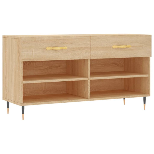 Banco zapatero madera de ingeniería roble Sonoma 102x35x55 cm M 2