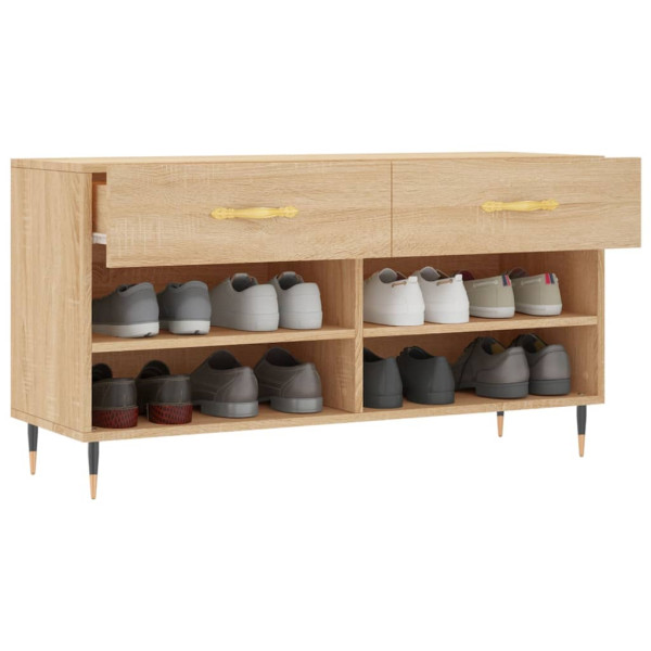Banco zapatero madera de ingeniería roble Sonoma 102x35x55 cm M 4