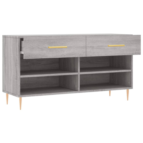 Banco zapatero madera de ingeniería gris Sonoma 102x35x55 cm M 5