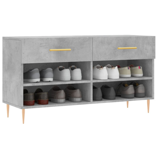 Banco zapatero madera de ingeniería gris hormigón 102x35x55 cm M 3