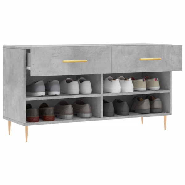 Banco zapatero madera de ingeniería gris hormigón 102x35x55 cm M 4