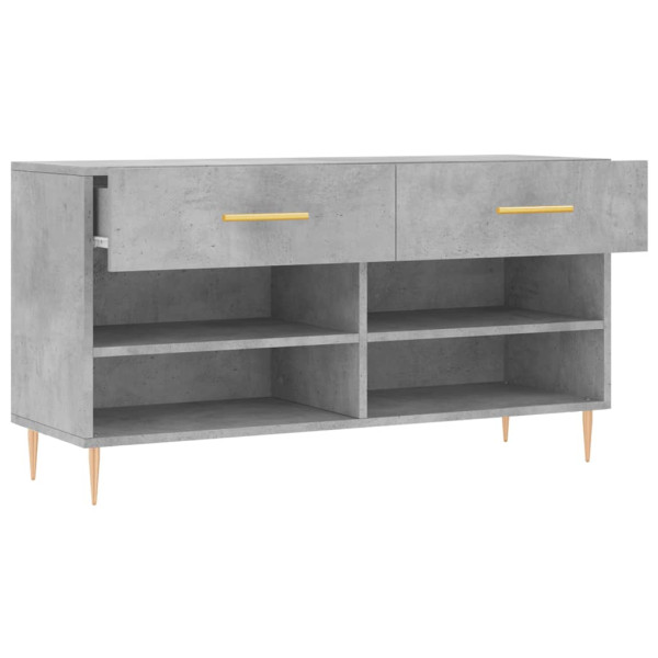 Banco zapatero madera de ingeniería gris hormigón 102x35x55 cm M 5