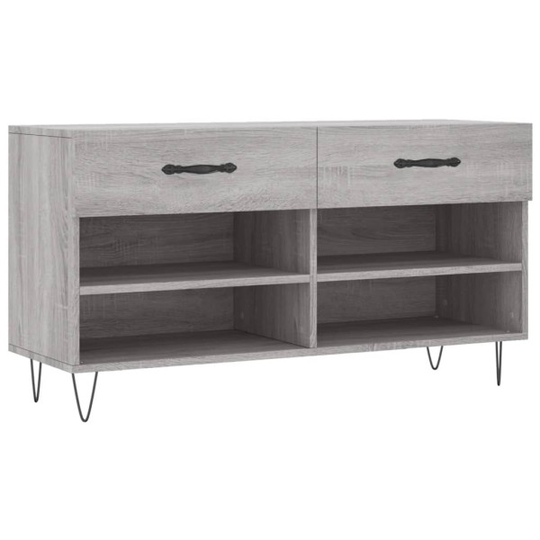 Banco zapatero madera de ingeniería gris Sonoma 102x35x55 cm M 2