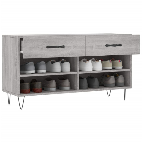Banco zapatero madera de ingeniería gris Sonoma 102x35x55 cm M 4