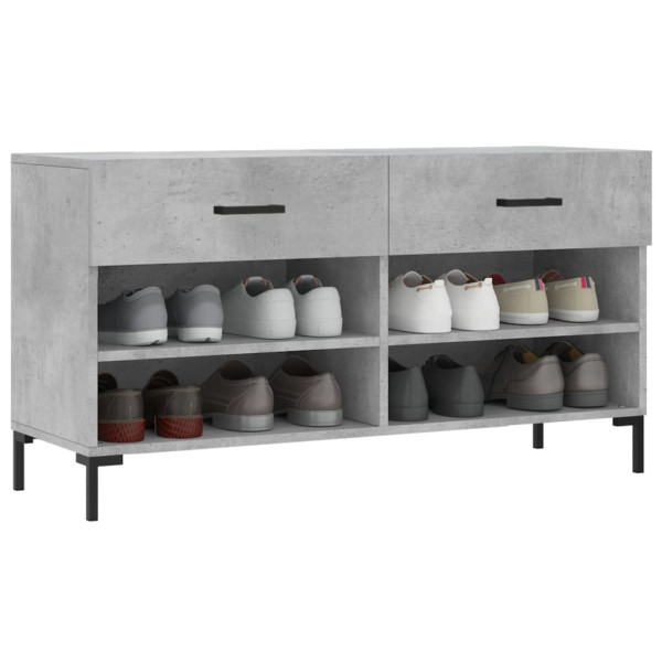 Banco zapatero madera de ingeniería gris hormigón 102x35x55 cm M 3