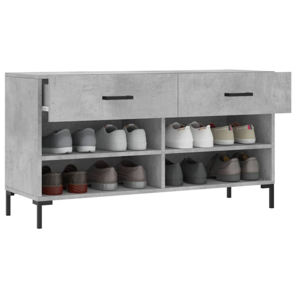 Banco zapatero madera de ingeniería gris hormigón 102x35x55 cm M 4