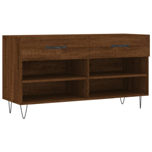 Banco zapatero madera de ingeniería marrón roble 102x35x55 cm H