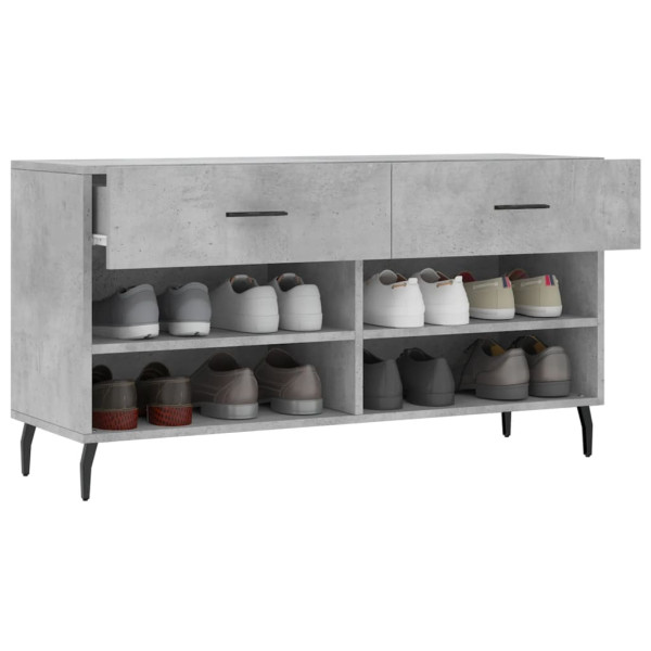 Banco zapatero madera de ingeniería gris hormigón 102x35x55 cm M 4