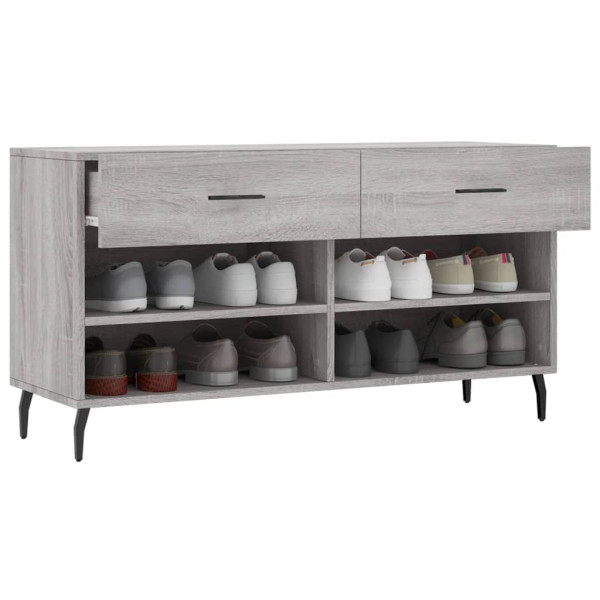 Banco zapatero madera de ingeniería gris Sonoma 102x35x55 cm M 4