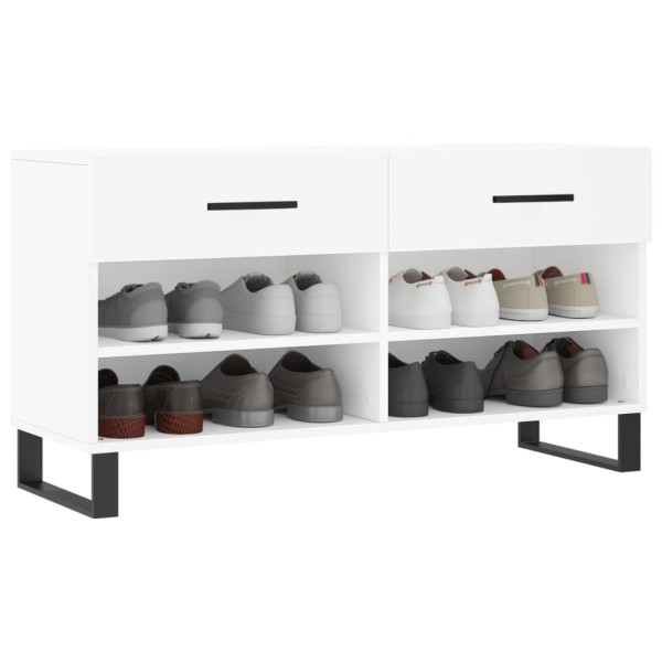 Banco zapatero madera de ingeniería blanco 102x35x55 cm M 3