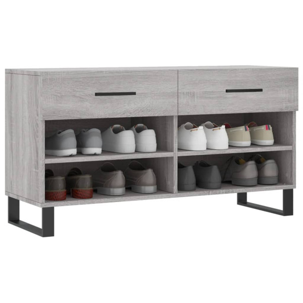 Banco zapatero madera de ingeniería gris Sonoma 102x35x55 cm M 3