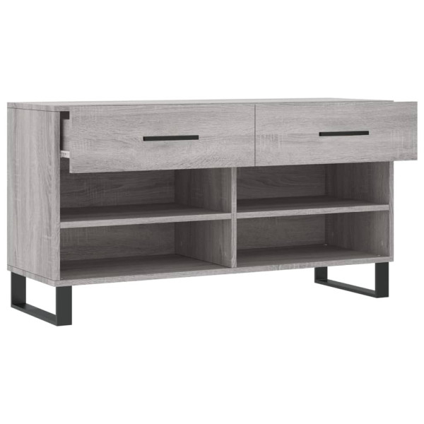 Banco zapatero madera de ingeniería gris Sonoma 102x35x55 cm M 5