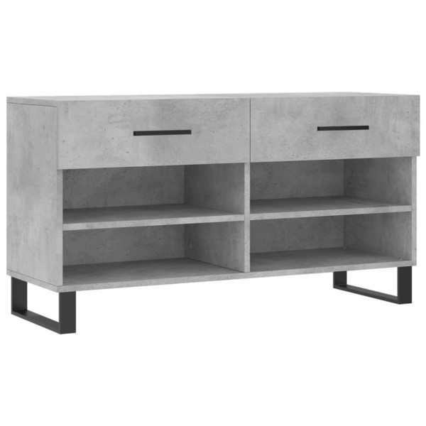 Banco zapatero madera de ingeniería gris hormigón 102x35x55 cm M 2