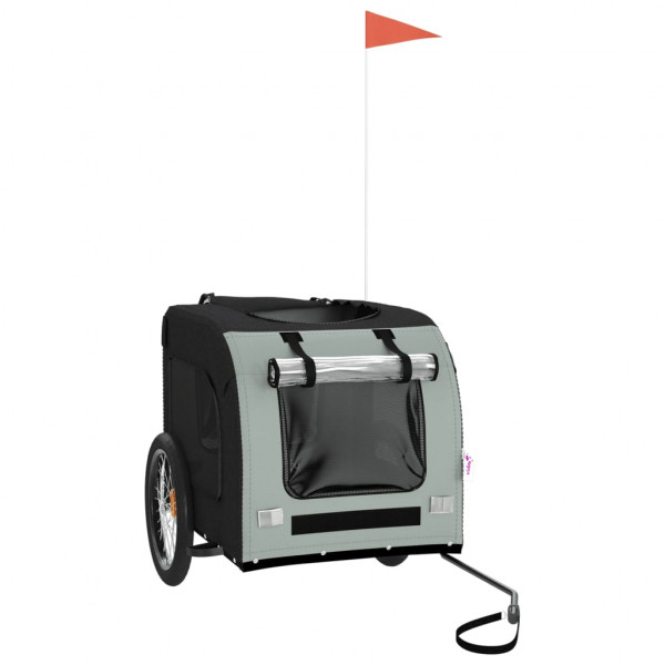 Reboque de bicicleta p/ animais tecido oxford/ferro cinza/preto M 3