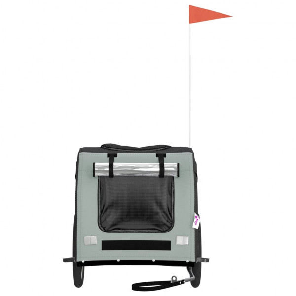 Remolque de bicicleta para perros hierro tela Oxford gris negro M 4