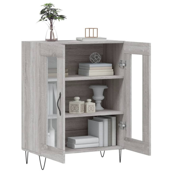 Aparador de madera de ingeniería gris Sonoma 69.5x34x90 cm M 4