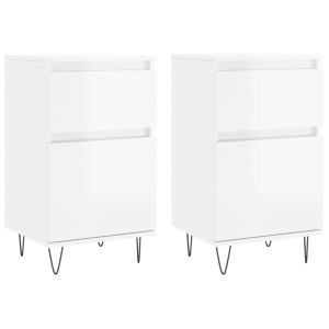 Aparadores 2 pcs 40x35x70 cm deriv. de madeira branco brilhante H