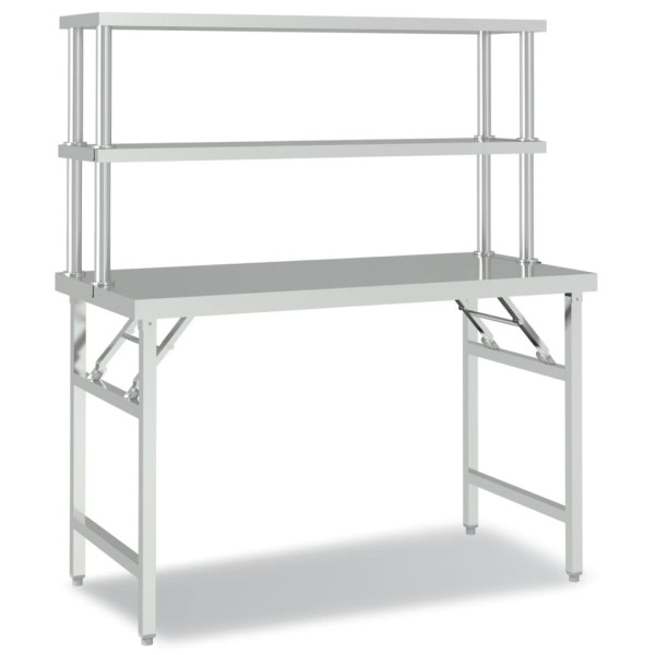 Mesa de trabajo para cocina con estante acero inox 120x60x145cm M 2