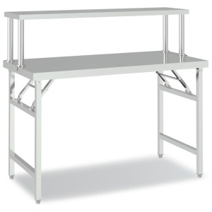 Mesa de trabajo para cocina con estante acero inox 120x60x115cm H