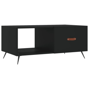 Mesa de centro madera contrachapada negro 90x50x40 cm H