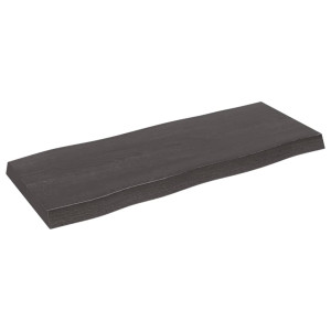 Tablero mesa madera tratada roble borde natural gris 100x40x6cm H