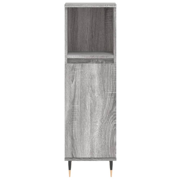 Armario de baño madera contrachapada gris Sonoma 30x30x100 cm M 5