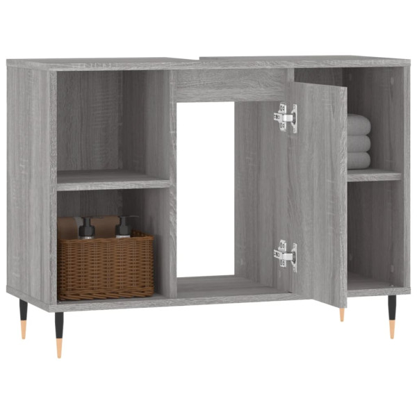 Mueble de baño madera de ingeniería gris Sonoma 80x33x60 cm M 4