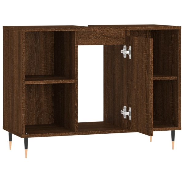 Mueble de baño madera de ingeniería roble marrón 80x33x60 cm M 5