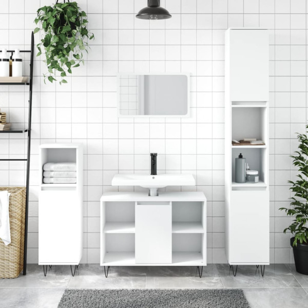 Mueble de baño madera de ingeniería blanco 80x33x60 cm D