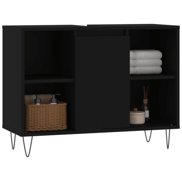 Mueble de baño madera de ingeniería negro 80x33x60 cm M 3