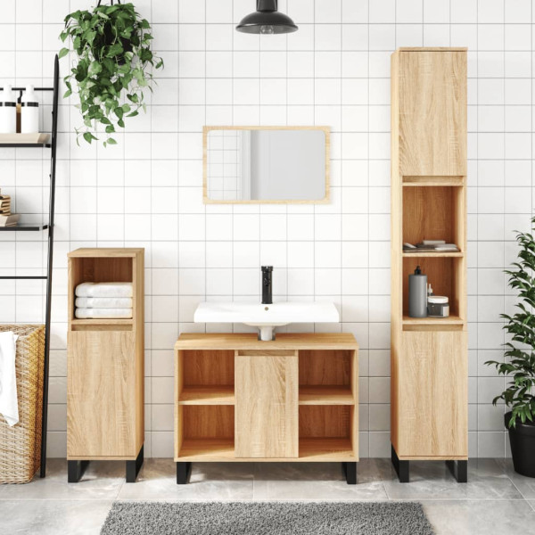 Mueble de baño madera de ingeniería roble Sonoma 80x33x60 cm D