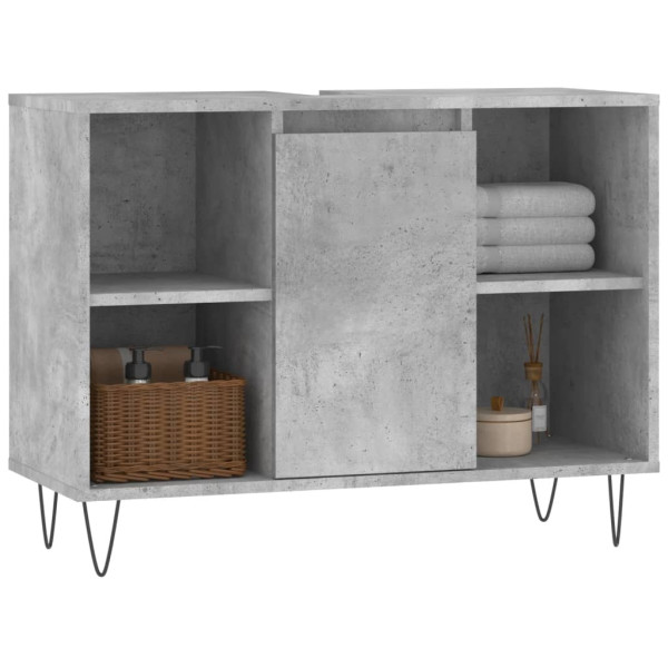 Mueble de baño madera de ingeniería gris hormigón 80x33x60 cm M 3