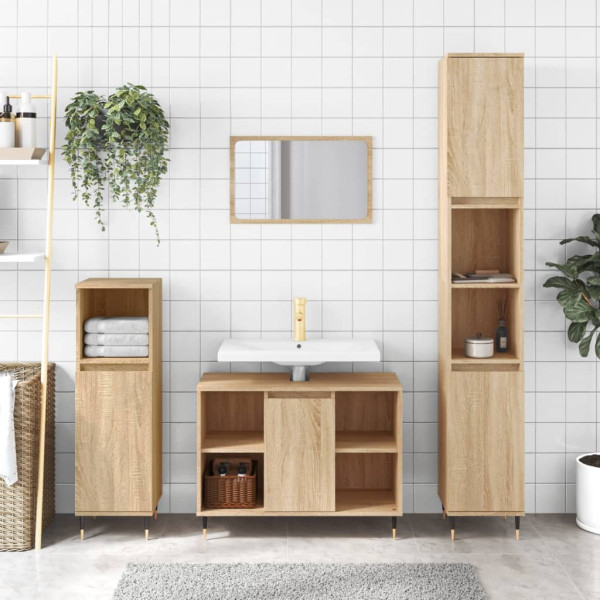 Mueble de baño madera de ingeniería roble Sonoma 80x33x60 cm D
