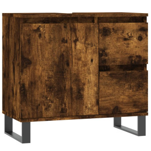 Armario de baño madera contrachapada roble ahumado 65x33x60 cm H